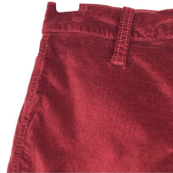 Madewell Deep Red Velvet Stretch Denim Straight Mini Skirt - Picture 3 of 15